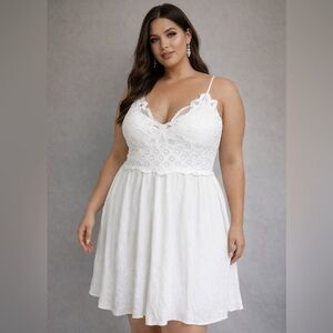 J for Justify White Lace Boho Sundress – Size 1X – Spaghetti Strap Summer Dress